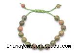 CGB8660 8mm,10mm round unakite adjustable macrame bracelets