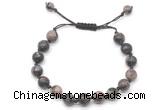 CGB8664 8mm,10mm round grey opal adjustable macrame bracelets