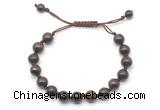 CGB8665 8mm,10mm round bronzite adjustable macrame bracelets