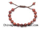 CGB8678 8mm,10mm round red jasper adjustable macrame bracelets