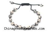 CGB8684 8mm,10mm round dalmatian jasper adjustable macrame bracelets