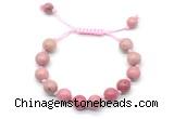 CGB8688 8mm,10mm round pink wooden jasper adjustable macrame bracelets