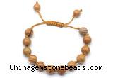 CGB8692 8mm,10mm round wooden jasper adjustable macrame bracelets