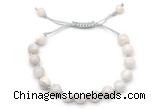 CGB8698 8mm,10mm round white crazy lace agate adjustable macrame bracelets