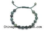 CGB8700 8mm,10mm round moss agate adjustable macrame bracelets