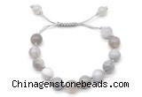 CGB8707 8mm,10mm round grey banded agate adjustable macrame bracelets