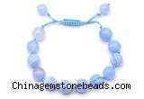 CGB8708 8mm,10mm round blue banded agate adjustable macrame bracelets