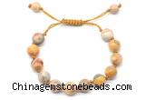 CGB8717 8mm,10mm round yellow crazy lace agate adjustable macrame bracelets