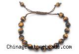 CGB8727 8mm,10mm round grade AA yellow tiger eye adjustable macrame bracelets