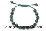 CGB8734 8mm,10mm round green tiger eye adjustable macrame bracelets