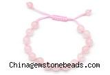 CGB8741 8mm,10mm round rose quartz adjustable macrame bracelets