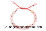 CGB8743 8mm,10mm round pink quartz adjustable macrame bracelets