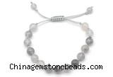 CGB8746 8mm,10mm round cloudy quartz adjustable macrame bracelets