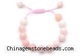 CGB8765 8mm,10mm round pink opal adjustable macrame bracelets