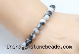 CGB8844 8mm, 10mm black & white jasper & drum hematite power beads bracelets
