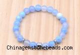 CGB8861 8mm, 10mm blue agate, drum & rondelle hematite beaded bracelets