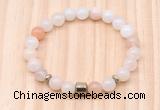 CGB8864 8mm, 10mm pink aventurine, drum & rondelle hematite beaded bracelets