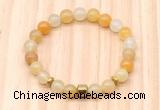 CGB8865 8mm, 10mm yellow aventurine, drum & rondelle hematite beaded bracelets