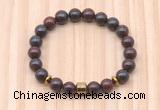 CGB8868 8mm, 10mm brecciated jasper, drum & rondelle hematite beaded bracelets