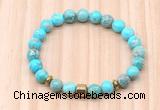 CGB8872 8mm, 10mm blue sea sediment jasper, drum & rondelle hematite beaded bracelets
