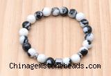 CGB8874 8mm, 10mm black & white jasper, drum & rondelle hematite beaded bracelets