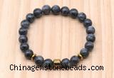 CGB8880 8mm, 10mm black labradorite, drum & rondelle hematite beaded bracelets