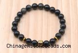 CGB8881 8mm, 10mm golden obsidian, drum & rondelle hematite beaded bracelets