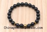 CGB8882 8mm, 10mm black obsidian, drum & rondelle hematite beaded bracelets