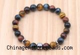 CGB8888 8mm, 10mm colorful tiger eye, drum & rondelle hematite beaded bracelets