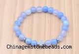 CGB8921 8mm, 10mm blue agate, cross & rondelle hematite beaded bracelets