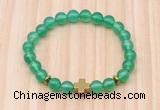 CGB8922 8mm, 10mm green agate, cross & rondelle hematite beaded bracelets