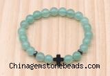 CGB8923 8mm, 10mm green aventurine, cross & rondelle hematite beaded bracelets