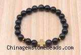 CGB8942 8mm, 10mm black obsidian, cross & rondelle hematite beaded bracelets