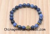 CGB8945 8mm, 10mm sodalite, cross & rondelle hematite beaded bracelets