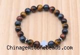 CGB8948 8mm, 10mm colorful tiger eye, cross & rondelle hematite beaded bracelets