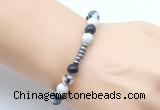 CGB8964 8mm, 10mm black & white jasper & rondelle hematite beaded bracelets