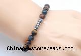 CGB8978 8mm, 10mm colorful tiger eye & rondelle hematite beaded bracelets