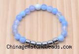 CGB8981 8mm, 10mm blue agate & drum hematite beaded bracelets