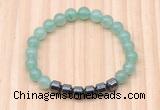 CGB8983 8mm, 10mm green aventurine & drum hematite beaded bracelets
