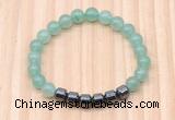 CGB8983 8mm, 10mm green aventurine & drum hematite beaded bracelets