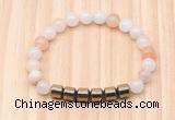 CGB8984 8mm, 10mm pink aventurine & drum hematite beaded bracelets