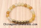 CGB8985 8mm, 10mm yellow aventurine & drum hematite beaded bracelets