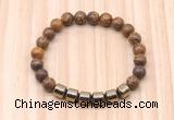 CGB8989 8mm, 10mm elephant skin jasper & drum hematite beaded bracelets