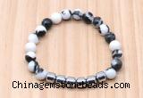 CGB8994 8mm, 10mm black & white jasper & drum hematite beaded bracelets