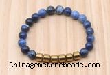 CGB9005 8mm, 10mm sodalite & drum hematite beaded bracelets