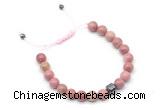 CGB9026 8mm, 10mm pink wooden jasper & drum hematite adjustable bracelets