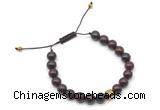 CGB9028 8mm, 10mm brecciated jasper & drum hematite adjustable bracelets