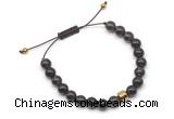 CGB9043 8mm, 10mm smoky quartz & drum hematite adjustable bracelets