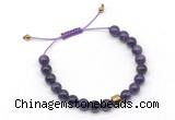 CGB9044 8mm, 10mm amethyst & drum hematite adjustable bracelets