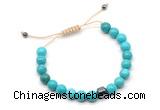 CGB9046 8mm, 10mm turquoise & drum hematite adjustable bracelets